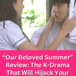 In the “Our Beloved Summer” kdrama, Choi Woo-shik and Kim Da-mi share an intimate moment, with Kim Da-mi tenderly holding a shirt around Choi Woo-shik's head.