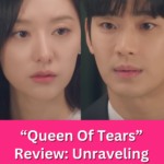 Image showing close-up portraits of Kim Soo-hyun and Kim Ji-won from the Queen Of Tears kdrama, with both actors displaying serious expressions.